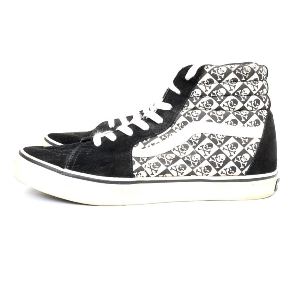 Y2K Rare! VANS SK8 HI Skulls Suede Black White Sneakers Men's 11 Punk Goth Emo
